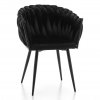čierna preplietaná stolička s čiernymi nohami