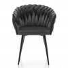 tmavo šedá preplietaná stolička s čiernymi nohami
