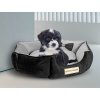 legowisko dla psa 50 cm personalizowane rozbieralne antyslip welurowe szaro czarne (2)