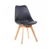 čierna plastová stolička s drevenými nohami