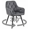 Otočná jedálenská stolička tmavo šedá velúr Jork