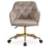 Otočná kancelárska stolička béžová velúr zlaté nohy Konor