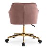 Otočná kancelárska stolička ružová velúr zlaté nohy Konor