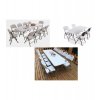 Skladací stôl 180 cm biely na terase so stoličkami