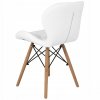 biela kožená stolička s drevenými nohami železnou konštrukciou