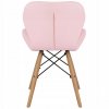 ružová kožená stolička s drevenými nohami železnou konštrukciou