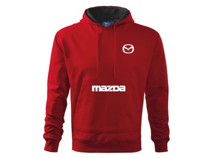 mikina s kapucňou mazda červená