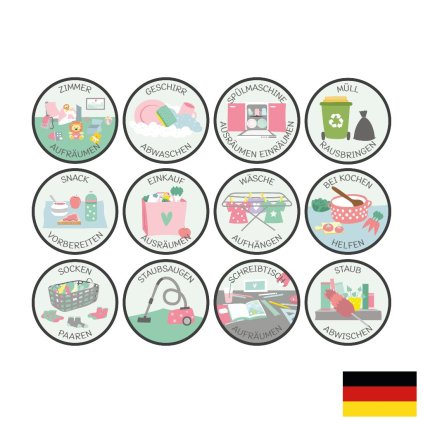Chores magnet set Schoolchildren German
