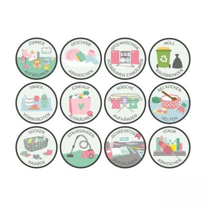 Chores magnet set Schoolchildren German