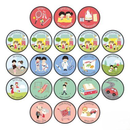 Kindergarten Activities Magnet Set German Kreslicí plátno 1