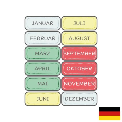 Months magnet set German