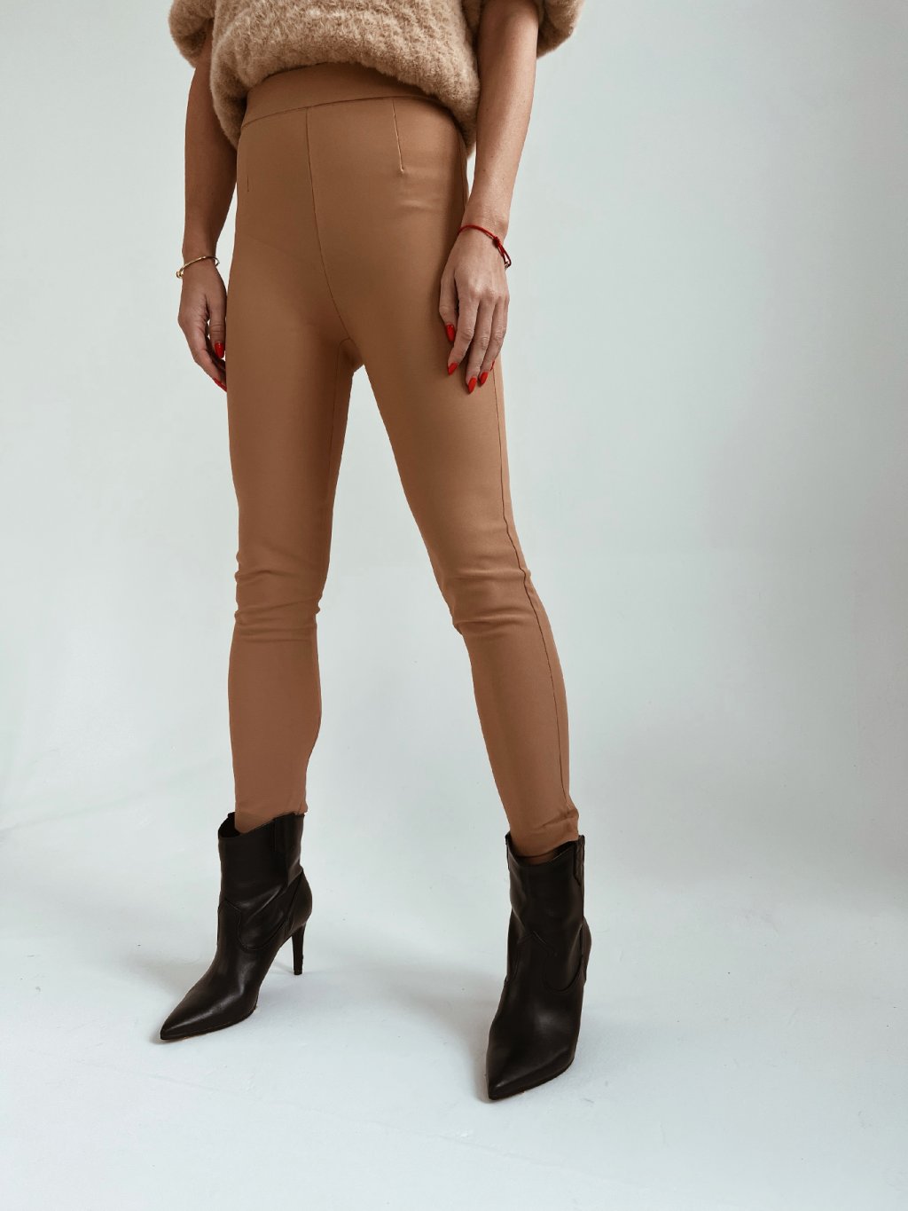 High Waist Skinny Fit Trousers  Camel  Just 6