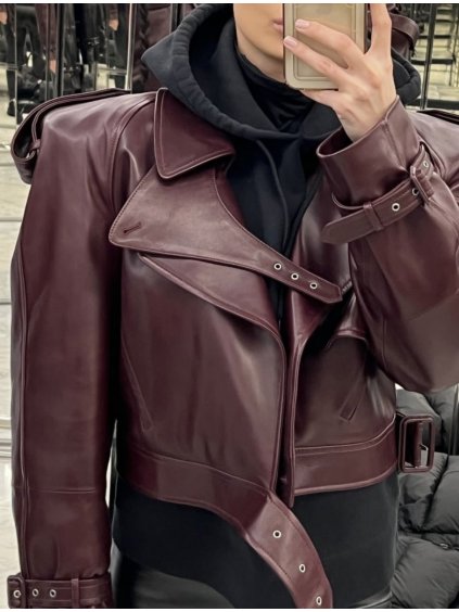Leather jacket Girl Style Wine