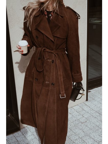 Suede trench Chocolate