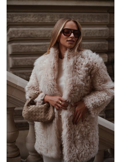 Nude kabát Shearling Audrey