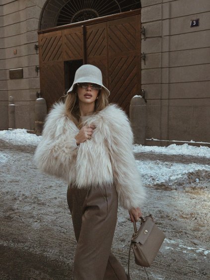 Short coat/fur Beige