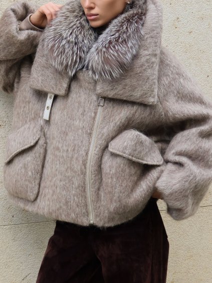 Béžová bunda s kožešinou Moja Moja