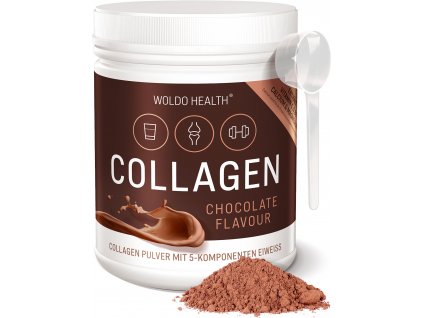 WoldoHealth 190804 Collagen Chocolate 02 Front Loeffel Pulver