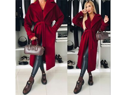 Dámský dlouhý kabát s páskem – elegantní trenčkot v moderních barvách