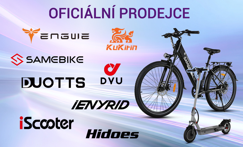 Letní nabídka elektromobility – elektrická kola a koloběžky značek DYU, Samebike, Engwe, Kukirin, Duotts, Ienyrid, iScooter a Hidoes se slevami. Ideální pro městskou i rekreační jízdu.