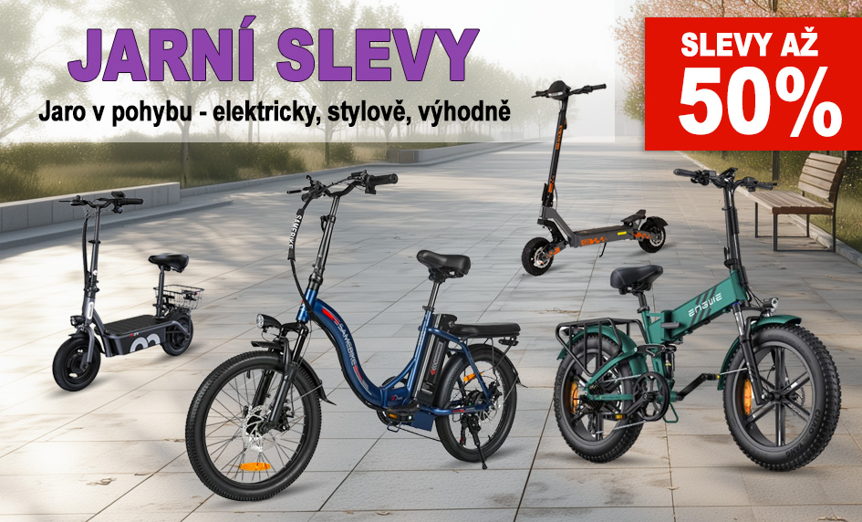 Jarní slevy na elektroniku, elektrické koloběžky a jízdní kola – výhodné nabídky a doprava zdarma od 1700 czk