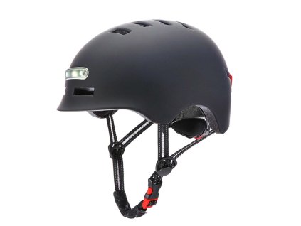 Čierna cyklistická prilba L s predným a zadným LED svetlom – pre dospelých
