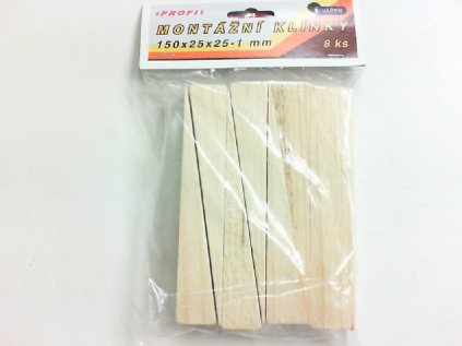 Klínek dřevěný 150x25x25-1mm 8ks  - 108101
