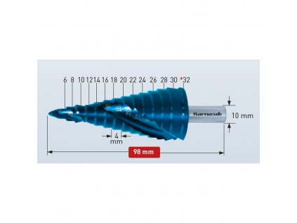 Vrták stupňovitý 6-30mm Karnasch  - 20.1449/KRPL49