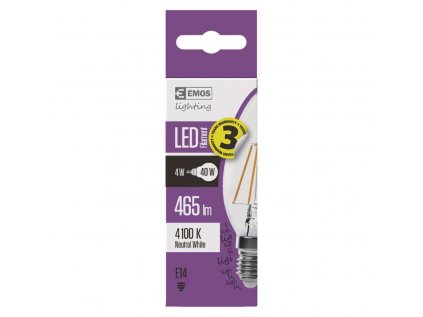 LED žárovka Filament Candle4W E14 neutr. bíl  - ZF3221