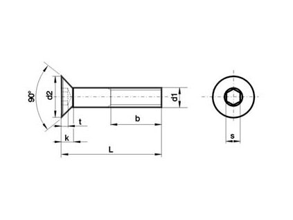 Šroub Imbus M 6x45 zapuštěný DIN 7991 ZN - 79916045