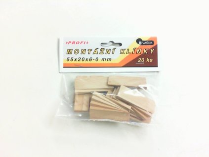 Klínek dřevěný 55x20x6-0mm 20ks  - 108105