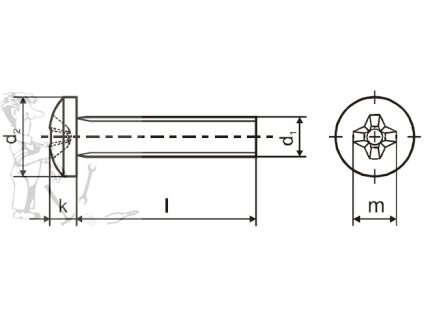 Šroub válcový PH M 2 x 10 DIN 7985 ZN  - 2102010