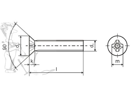 Šroub zapuštěný PH M 6 x 40 DIN 965 ZN - 2206040