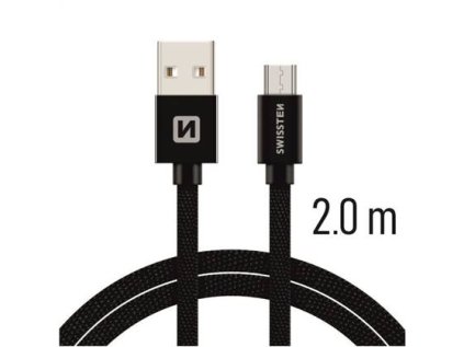 Kabel USB microUSB textilní 2m 3A černá  - 802372,00