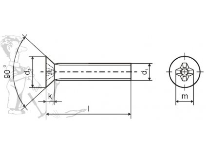 Šroub zapuštěný PH M 4 x 10 DIN 965 ZN - 2204010