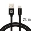 Kabel USB USB-C textilní 2m 3A černá  - 802377,00