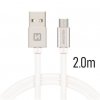 Kabel USB microUSB textilní 2m 3A stříbrná  - 802372,10