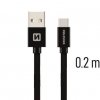 Kabel USB USB-C textilní 0,2m 3A černá  - 802375,00