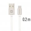 Kabel USB USB-C textilní 0,2m 3A stříbrná  - 802375,10