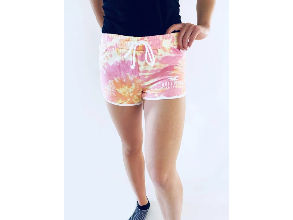 Hollister High Rise Multi stylové batikované šortky s nápisem