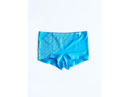 Victoria's Secret PINK No-Show Blue pohodlné bezešvé kalhotky Boyshort s nápisy Pink