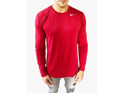 Nike PRO DRI-FIT Fitted Red sportovní pohodlné triko s dlouhým rukávem