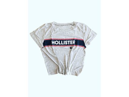 Hollister Logo Grey stylový šedý Crop Top s nápisem