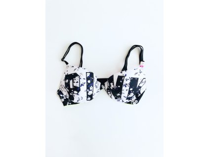 Victoria's Secret PINK Floral White pohodlná podprsenka s květinovým vzorem a nápisem Pink