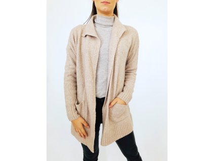 Max Studio pohodlný pletený šedobéžový cardigan