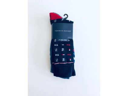 Tommy Hilfiger Logo pohodlné vysoké ponožky s logem a motivy 4 páry