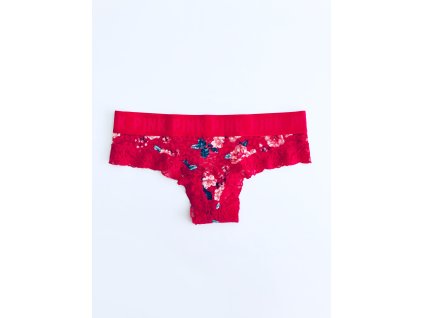 Victoria's Secret PINK Flover Lover sexy červená Cheekster tanga s krajkou a nápisy Pink po celém obvodu