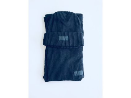 Victoria's Secret PINK Beanie Black stylová zimní čepice a šála s nášivkou Pink