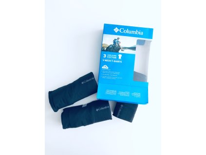 Columbia V Neck Black pohodlná bavlněná trika s logem 3 ks