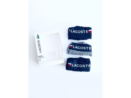 Lacoste Cotton Stretch Blue stylové bavlněné boxerky 3 ks